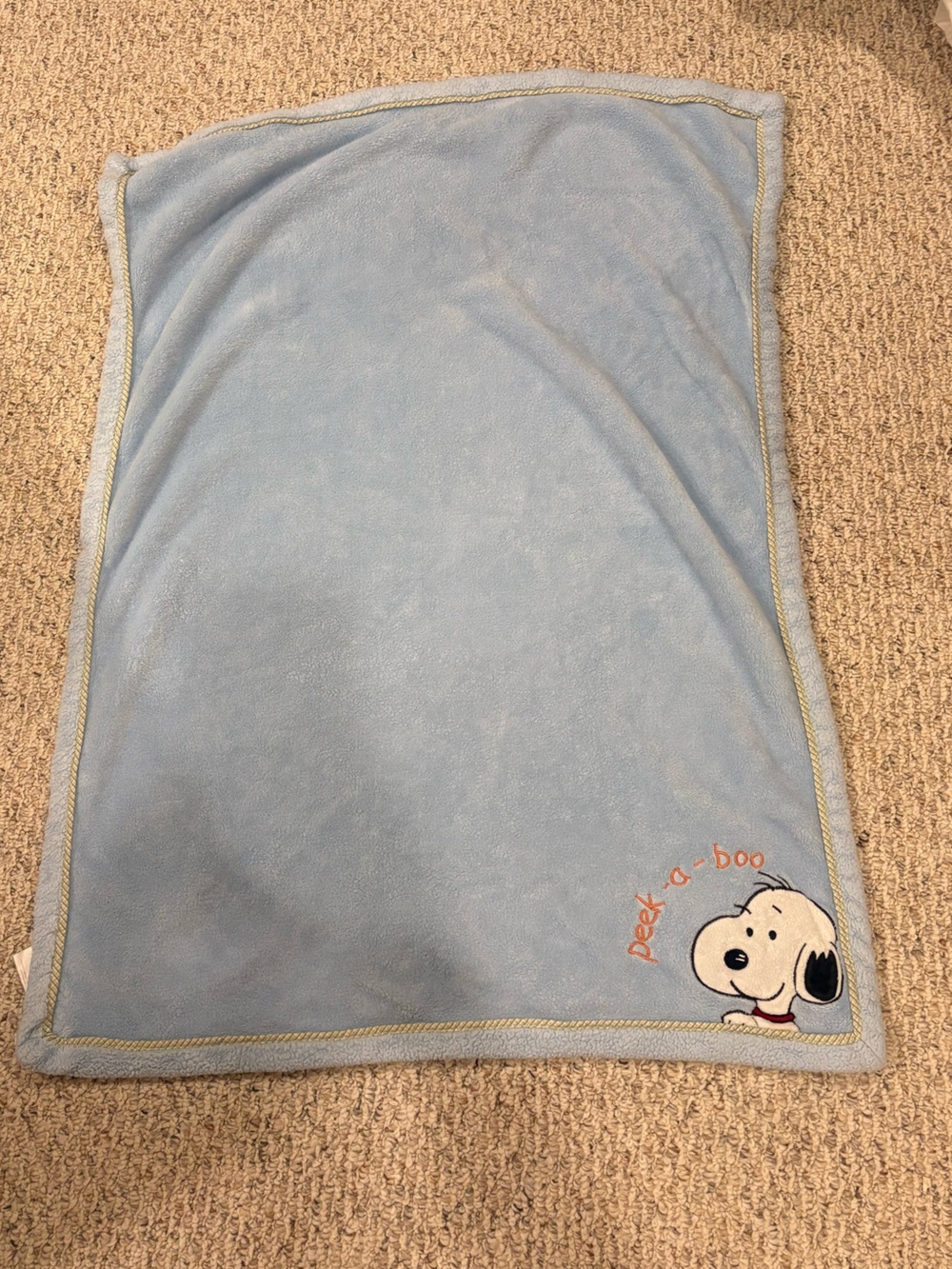 Lambs & Ivy Sleepytime Baby Snoopy Soft Blue Baby Blanket